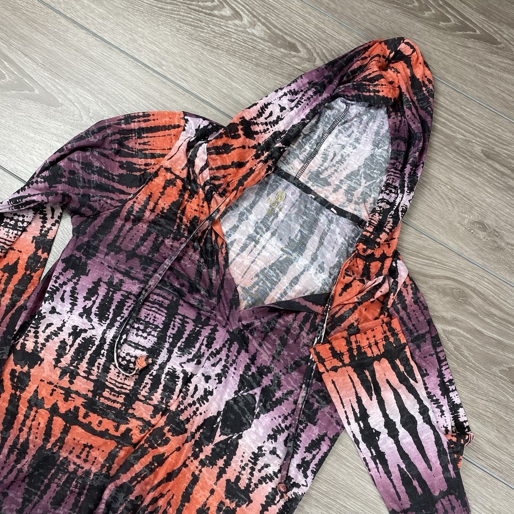 The‎ Balance Collection Women's V Neck Shirt Hoodie Purple Orange Tie Dye L New